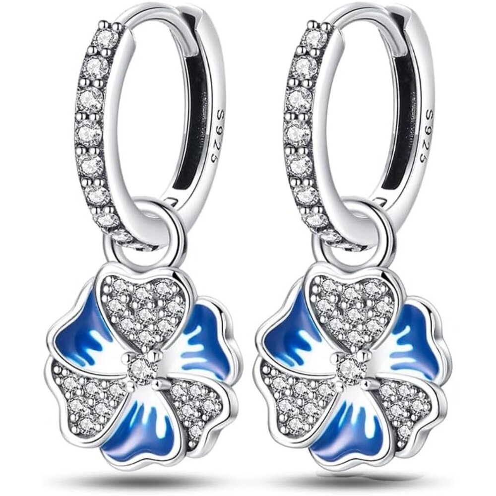 Women Flower Drop Earrings Various Hypoallergenic Star moon Sterling Silver